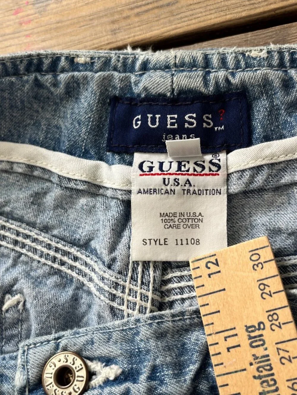 Guess Vintage Carpenter Pants Mens 30 Lightwash Made in USA 90s Baggy